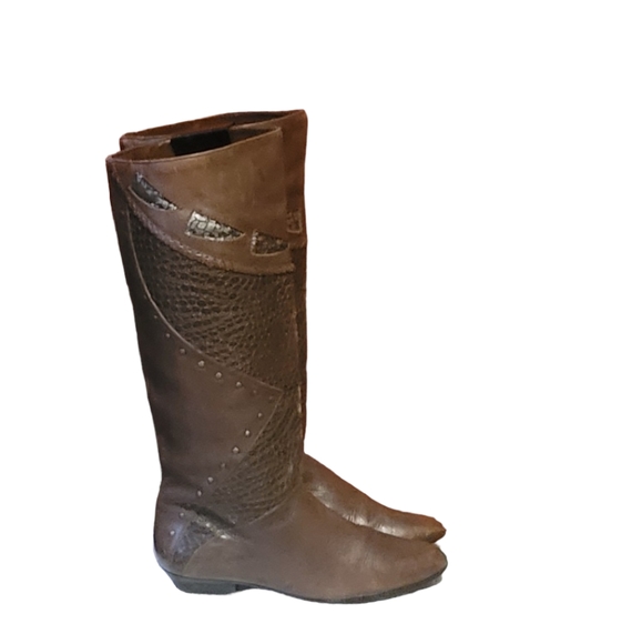 Women Vintage Leather Brown Tall Boots By Footwears Size 8M/Women Pull On Boots/ - Picture 8 of 11